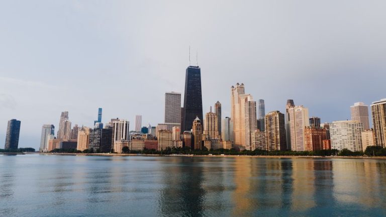 Chicago skyline across Lake Michigan