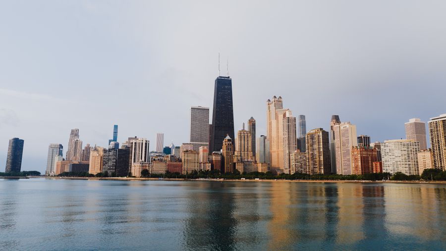 Chicago skyline across Lake Michigan